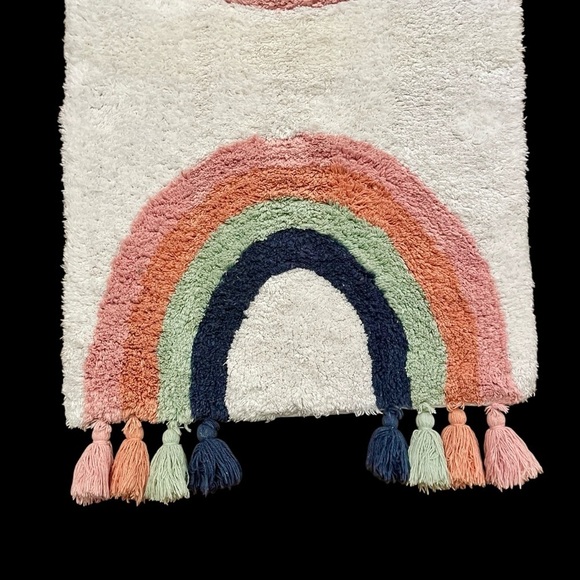 Sugar Studio 100% Cotton Rainbow Plush Tassel Rug 20” X 36” - Picture 6 of 7